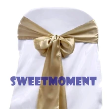 100 Золотая Премиум атласная крепежная створка стула с бантиком крышка стула лента для свадьбы лента на стул украшение стула