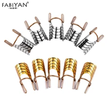 Металлическая форма, 5 шт., для дизайна ногтей, изогнутая форма, руководство по выдвижению, дизайн, кончики, французская фольга, акриловый лак, гелевый многоразовый для маникюра, инструмент