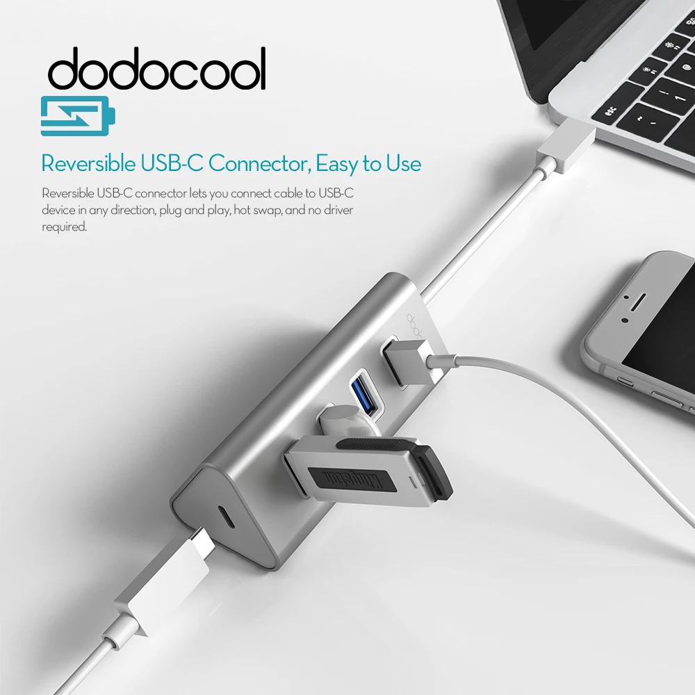 dodocool USB HUB 5Gbps 4 Ports USB 3.0 HUB with USB C Charging PD Port