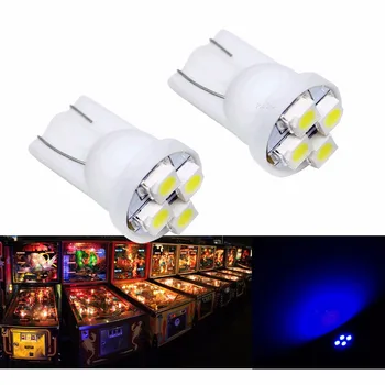 

US Warehouse PA LED 10PCS x White/Red/Green/Blue/Yellow/Purple 6.3V Pinball Machine LED 4SMD T10 Wedge 3528 Non polarity