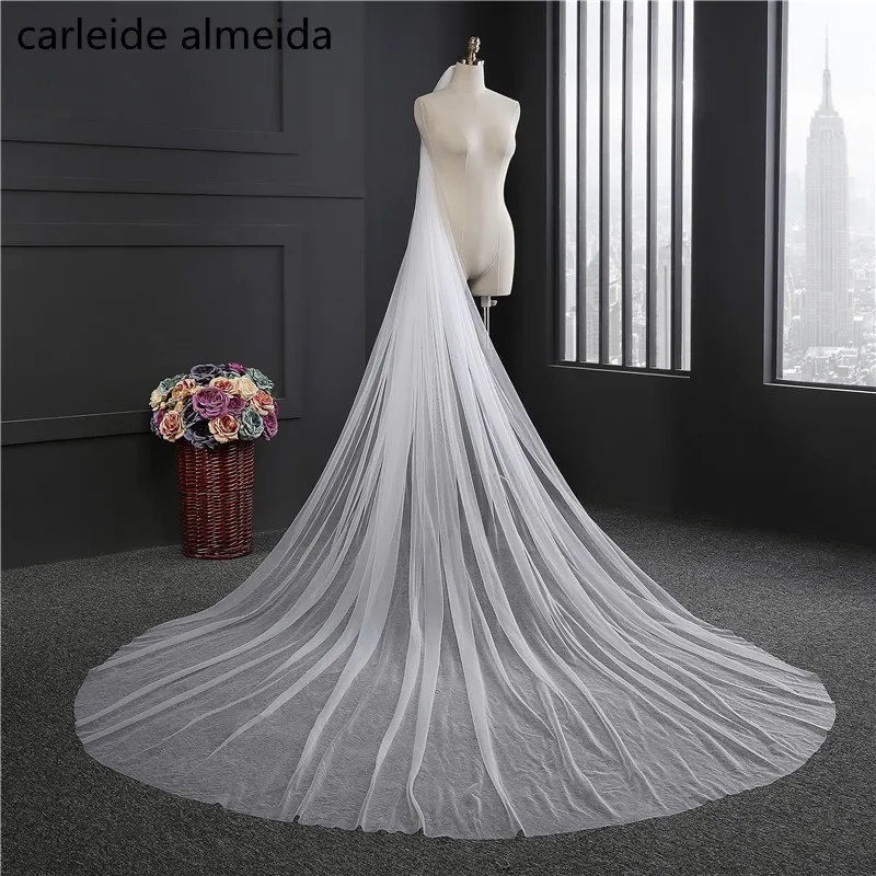 

3M length One Layer Bridal Veil with Comb Simple Swiss Tulle Voile Mariage