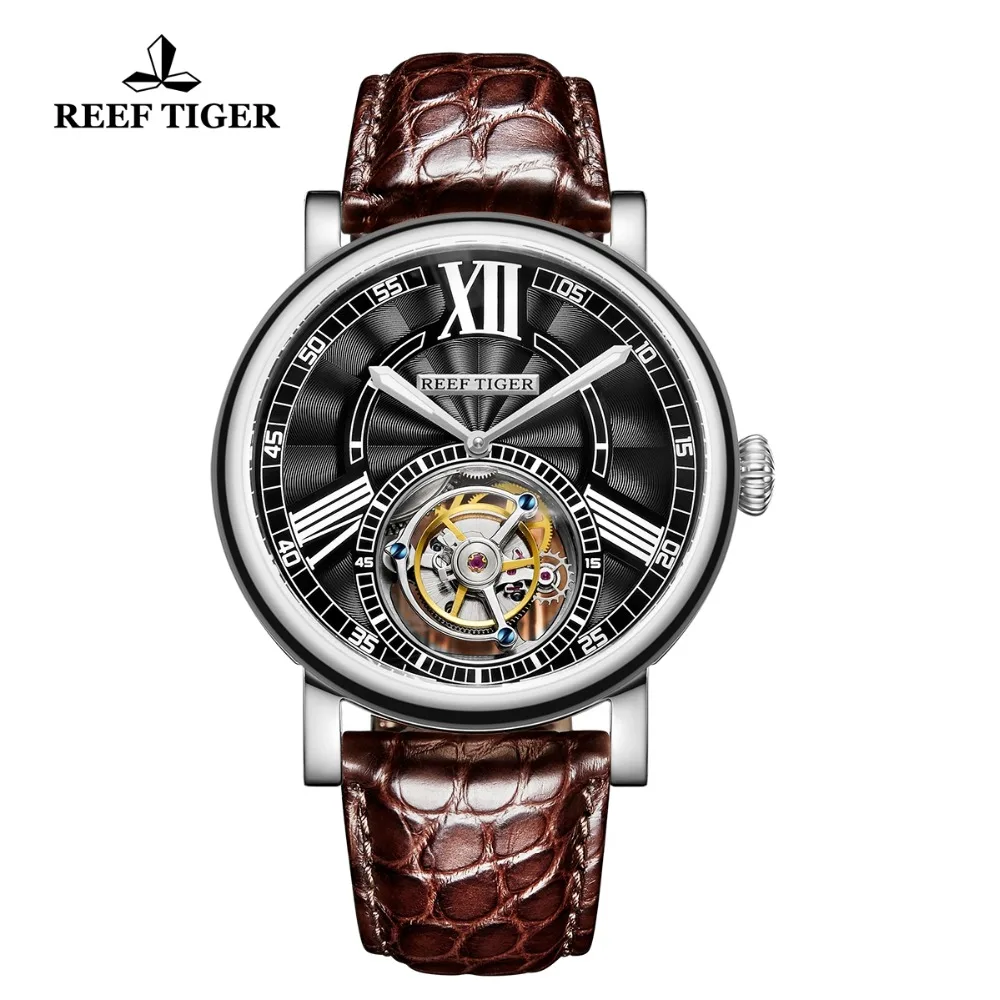 2021 Риф Тигр/RT Роскошные мужские часы Tourbillon автоматические Сталь ремешком из кожи
