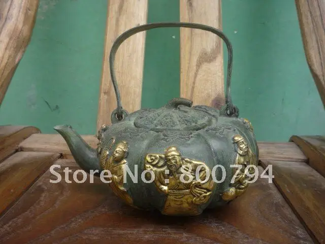 Очень редкая Ming бронзовая фигурка периода династии кувшин/чайник, скульптура фея