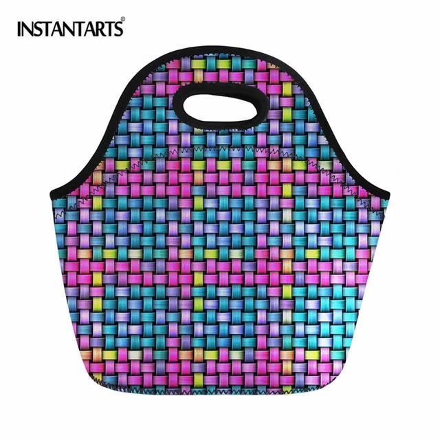 INSTANTARTS 3D Print Picnic Bags Women Outdoor Hiking Camping Lunch Storage Box Cooler Tote Foods Handbags for Childrens School