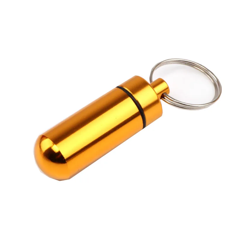 Мини водонепроницаемый ящик для таблеток, Брелоки для ключей, металлический брелок для хранения, герметичный брелок для лекарств, для путешествий, переносные бутылки O935 - Цвет: yellow