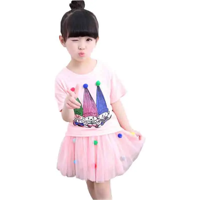 

2016 Girls Summer two-piece dress kids clothes baby girl clothes