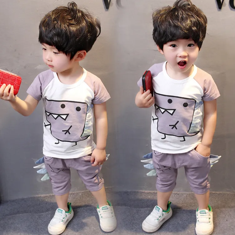 Детская одежда комплект летней одежды для маленьких мальчиков; футболка+ шорты; комплект из 2 предметов одежда для маленьких мальчиков удобные хлопковые комплекты для детей