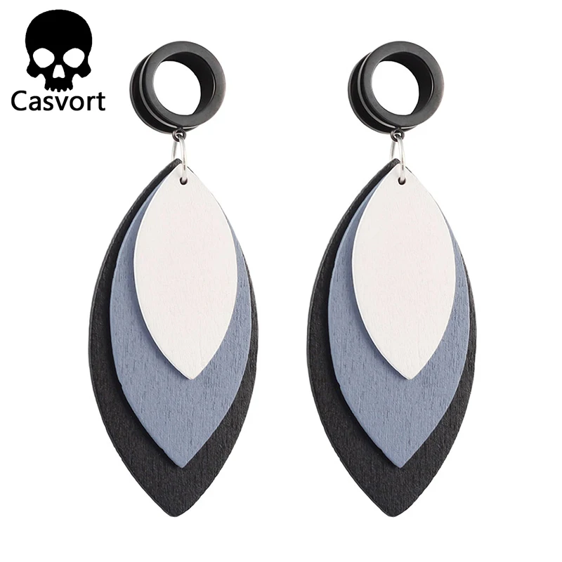 Модные серьги Casvort 2 шт. деревянные висячие ушные туннель для пирсинга Вилки