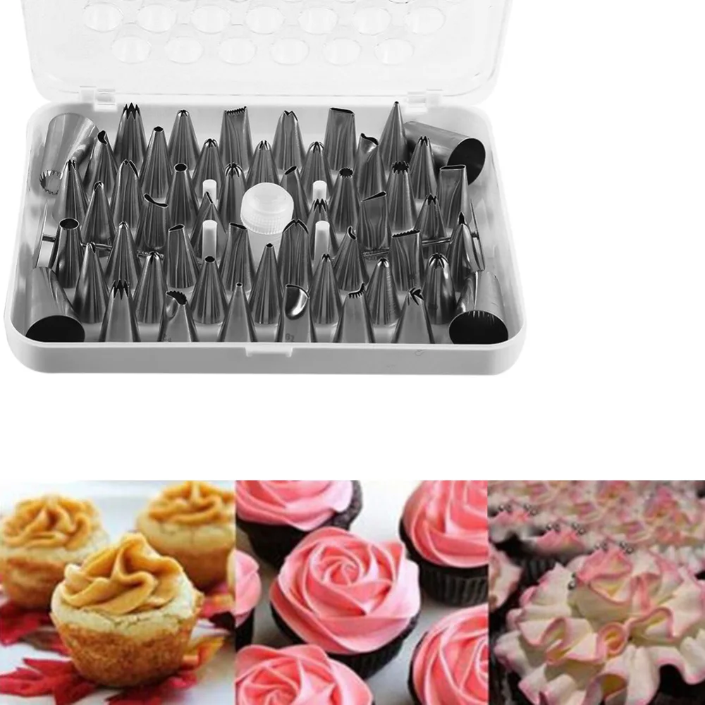 52Pcs Icing Piping Nozzle Bag Cake Decorating Sugarcraft Pastry Tip