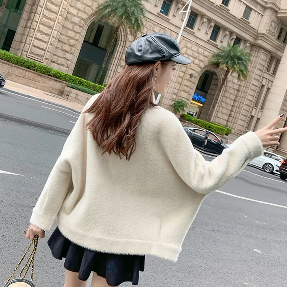 Plush Coat Shaggy Cardigan Korean Turn-down Collar Faux Fur Jacket Warm Single Breasted Manteau Fourrure Femme Fake Fur Coat