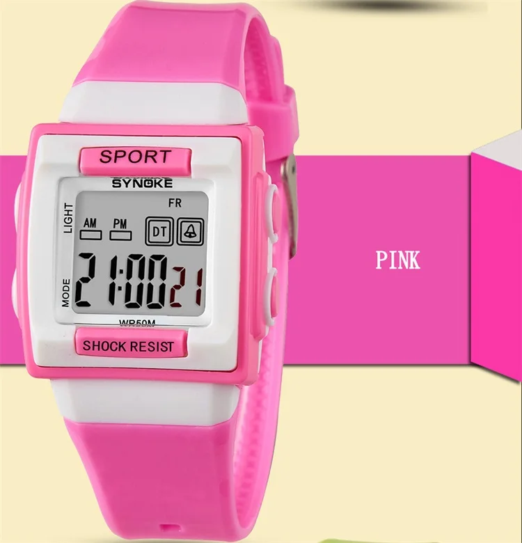 SYNOKE Fashion Kids Electronic WristWatch Digital Montre Enfant Shockproof Children's Watches for Boys Girls Kid Shock Clock L30