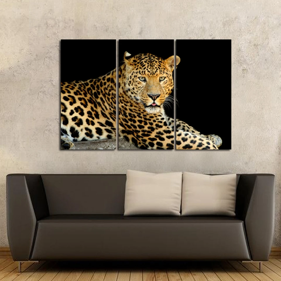 Wall Art Pictures Home Decoration Posters Frame 3 Pieces Forest Animal Leopard Living Room HD Printed Modern Painting On Canvas | Дом и сад