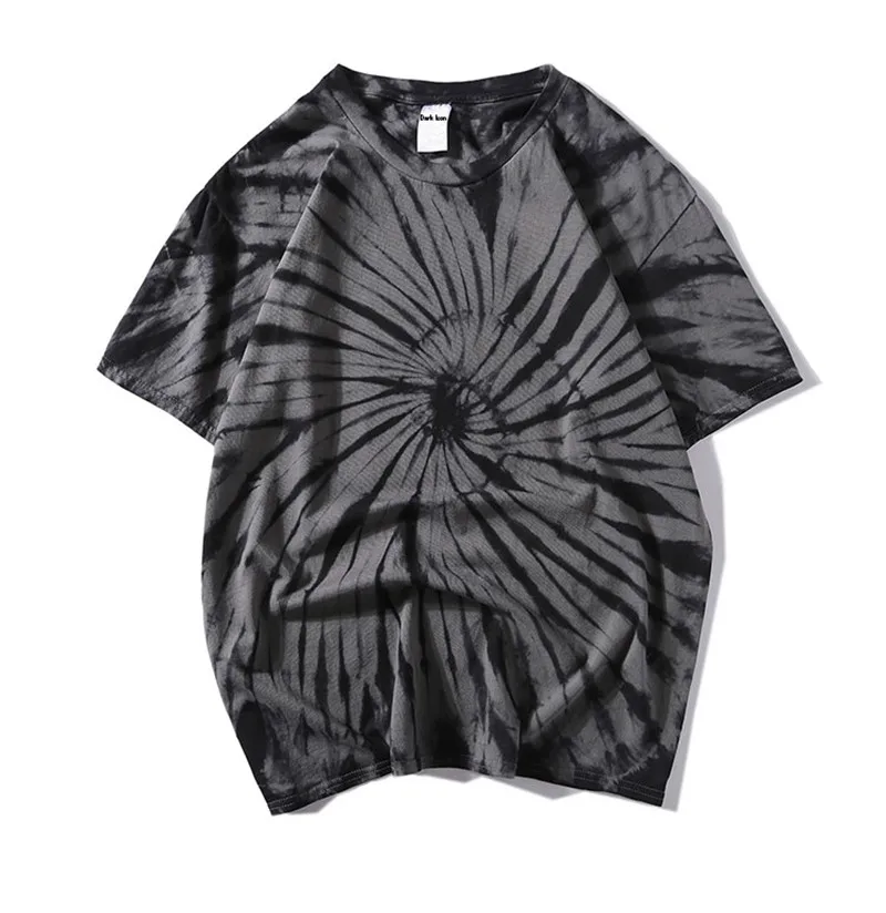 Темная икона Swirl Tie Dye Футболка мужская Лето круглый вырез хип хоп футболки для мужчин 5 цветов - Цвет: dark grey t shirt