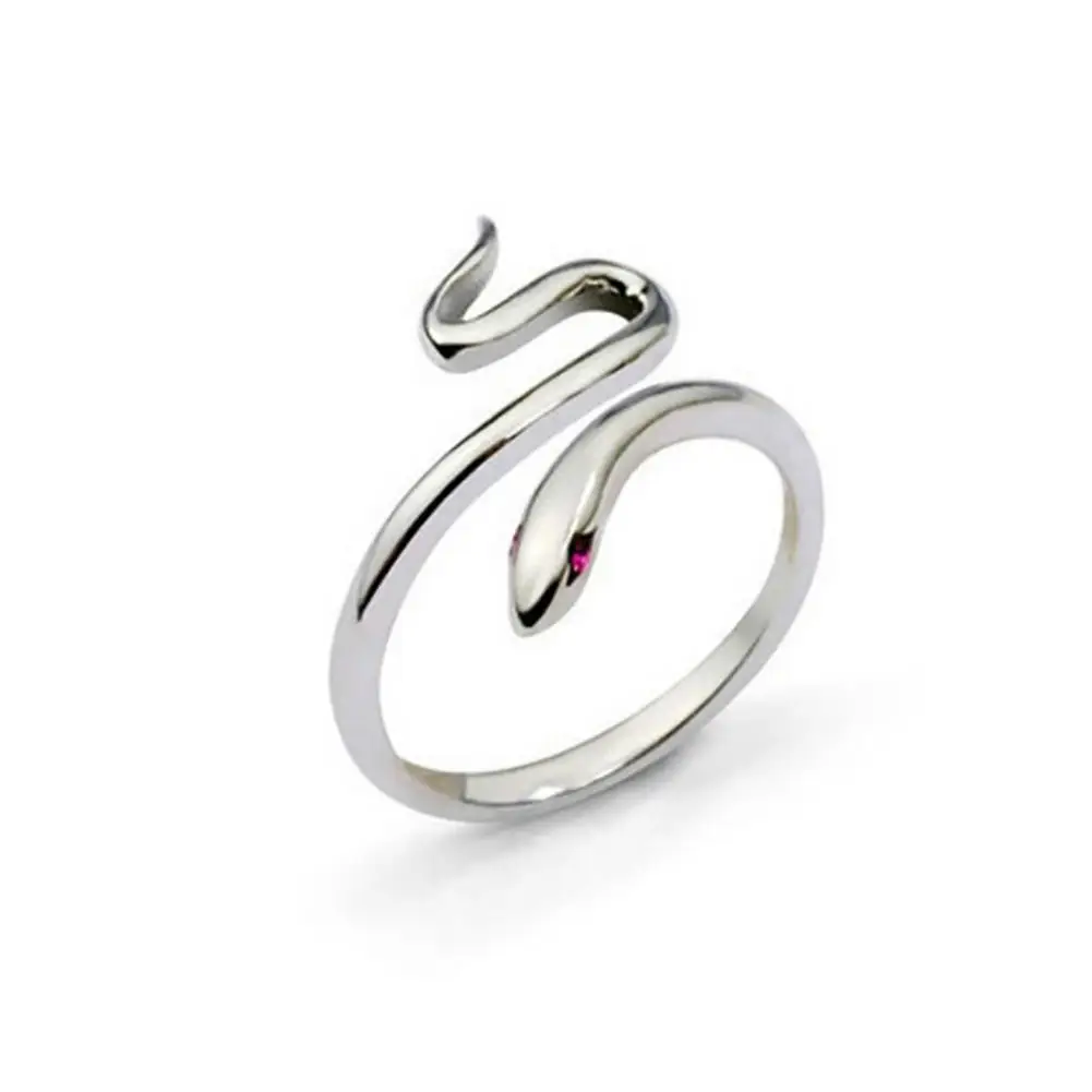 

Adjustable Silver Plated Rings for Women Snake Shape Opening Finger Ring Female Engagement Ring Jewelry Valentine's Day Gift
