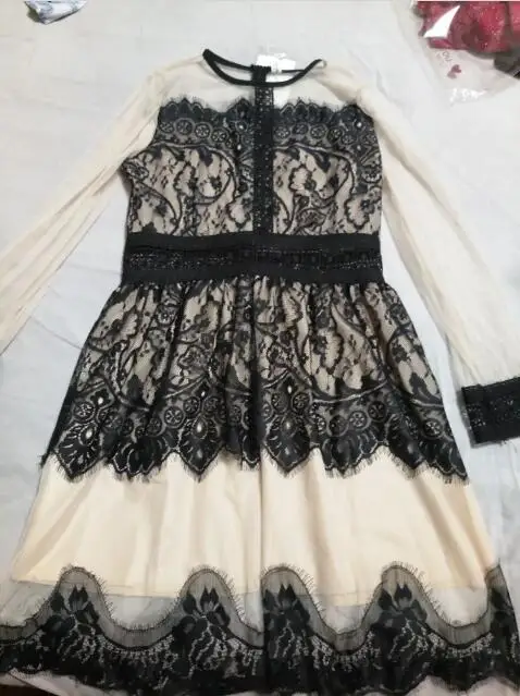 S-XL, распродажа, весенне-осеннее платье, женское платье с длинным рукавом и эластичной резинкой на талии, повседневное кружевное платье с цветочным узором «кроше», Femininas Vestidos A6