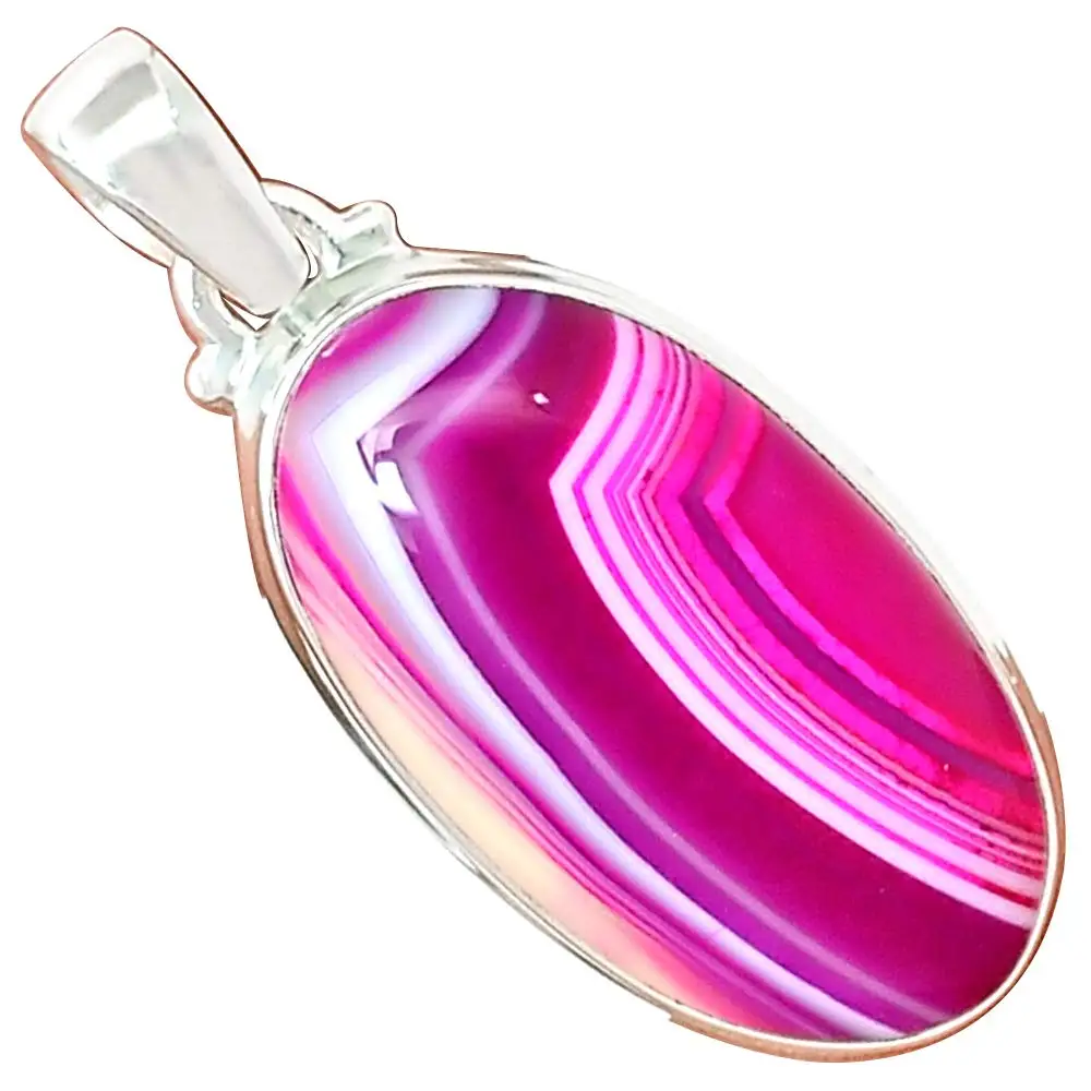 

NiaoZaiFei YunZaiKan Genuine BOTSWANA AGATE Pendant 925 Sterling Silver, 41 mm, MHBAP6070