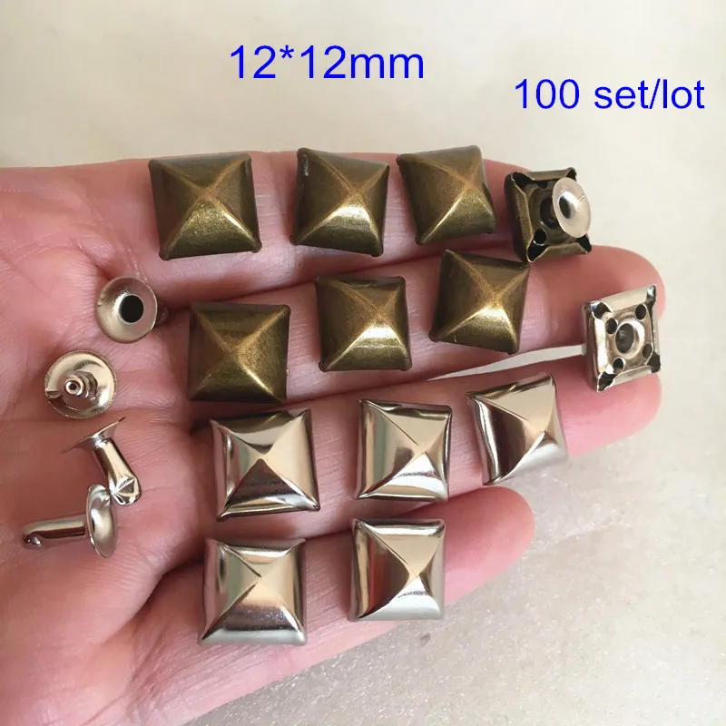 100 sets Plump Pyramid Rivet Spike With Base,12*12mm Square Metal Rivet