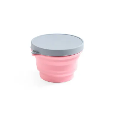 Складной силикона Еда переносная миска путешествия наружная чаша осуществляется складная чаша для хранения Домашний контейнер микроволновая печь Холодильная камера - Цвет: Pink
