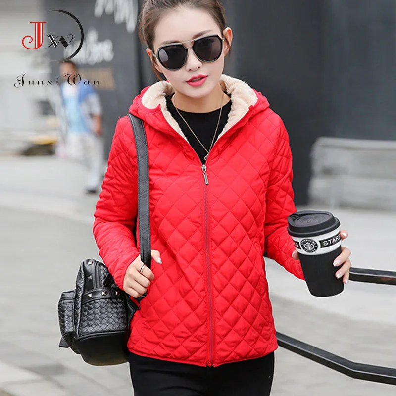 Autumn Winter Women Parkas basic jackets coat Female velvet lamb hooded Coats Cotton Winter Jacket Womens Outwear Plus Size