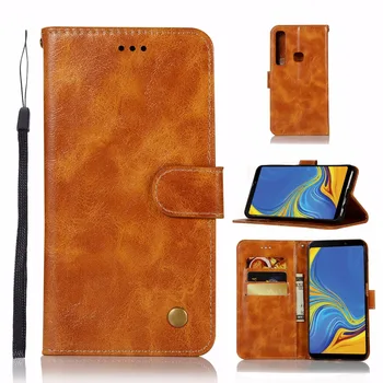 

100pcs/lot Free shipping High-grade Vintage Retro phone cover for Samsung Galaxy A6 A6 plus A8 A8 plus A9 A7 2018 A750 PU case