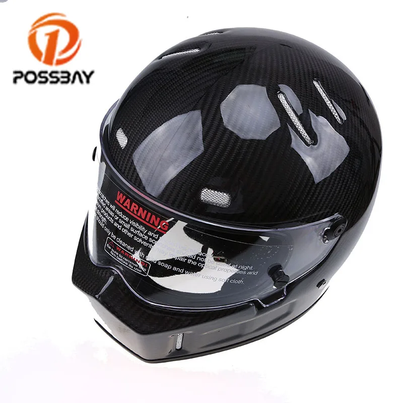 

POSSBAY Carbon Fiber Motorcycle Helmet Full Face Racing Helmet Motorbike Motocross Helmets Casco Moto for Harley