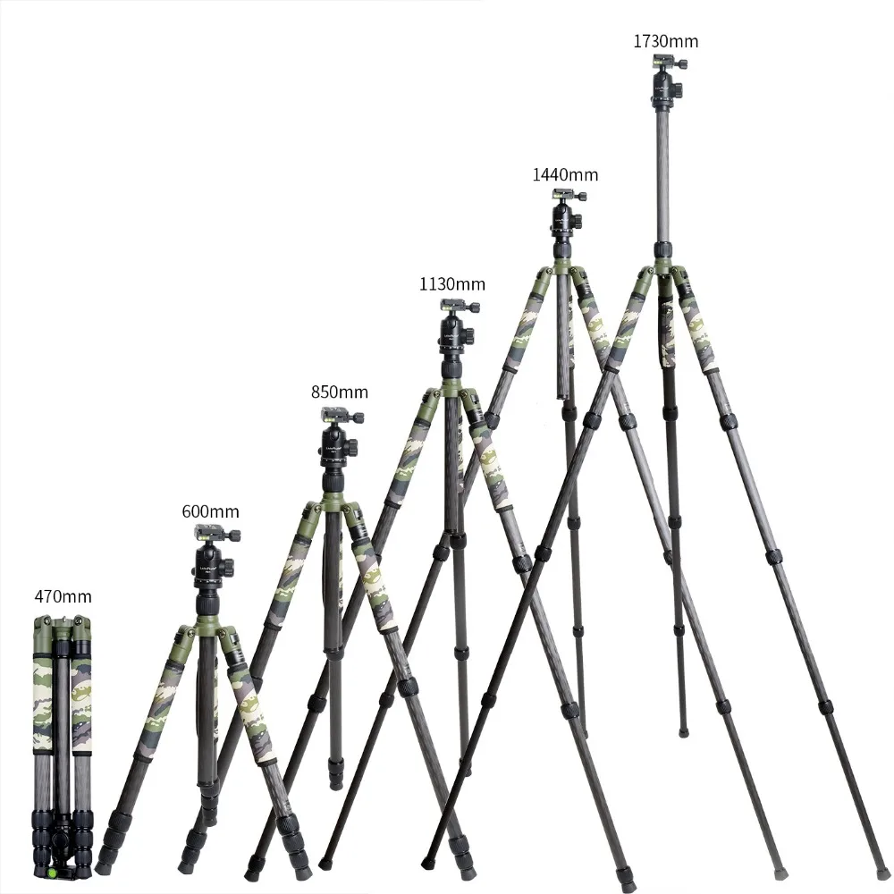 XILETU T284C+FB1 Camouflage Carbon Fiber Tripod