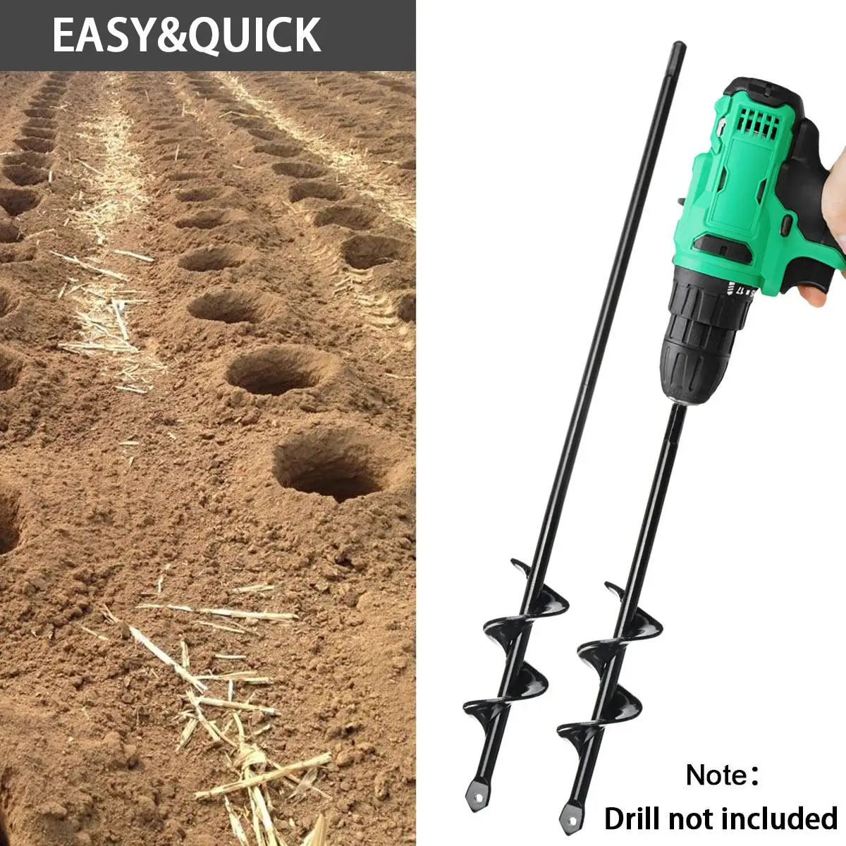 Garden Yard Auger Drill Bit 4mm Hole Digger Tool for Planting Flower