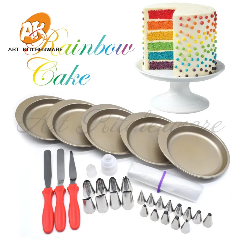 

Rainbow Cake Pan Baking Tools for Cakes 21pcs Icing Pastry Nozzles Piping Tools Decoration Cake Bakeware Set Pastry SpatulaRCK-5