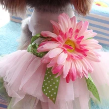New arrival Pet Dog Daisy Flower Gauze Tutu Dress Skirt Puppy Cat Bowknot Princess Clothes