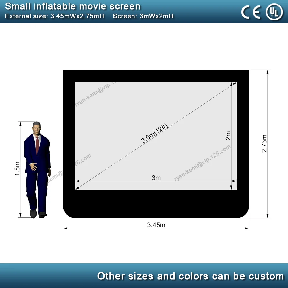 3m front rear projection inflatable movie screen small inflatable film screen yard party TV air cinema with blower 5