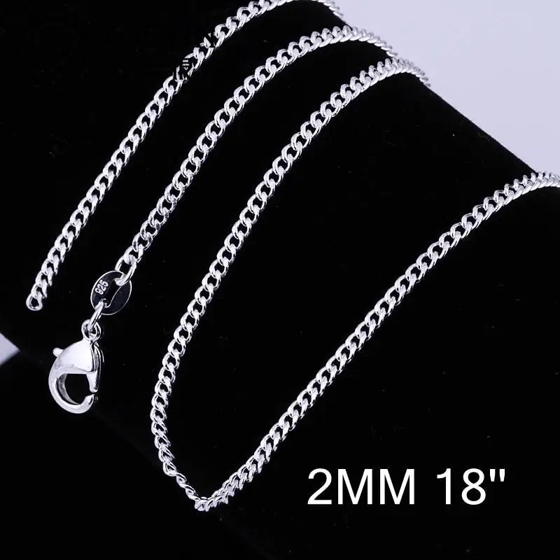 1PC Free Shipping 16 24 Inches Silver Chain 2MM Necklace With Big