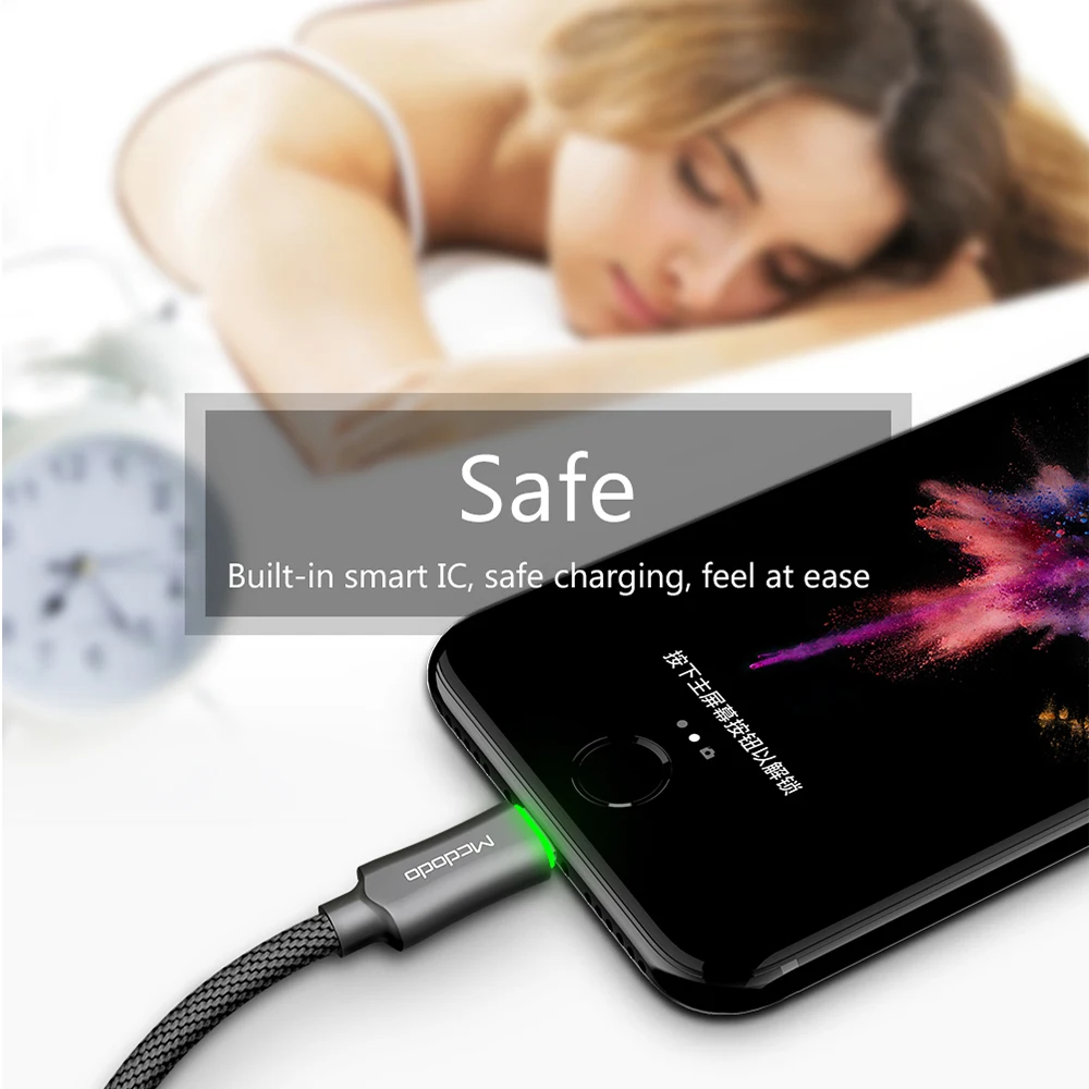Mcdodo USB Cable for iPhone X 8 7 6 Plus Auto Disconnect Fast Charging Cord for iPhone 6s 5s SE iPa