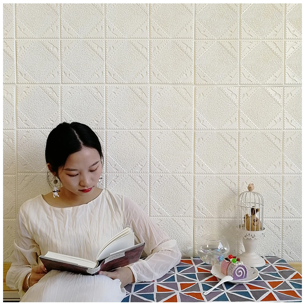 

wall paper 3d home decor self-adhesive painted paper 3d effect wall sticker leaves living room bedroom kitchen foam