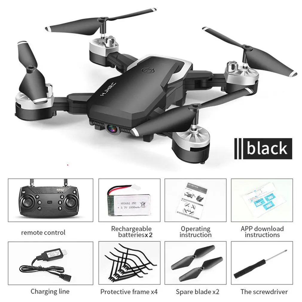 J28 складной 2MP/5MP Wifi FPV RC Дрон 4 канала удержание высоты жеста фото/видео RC Квадрокоптер Дрон с 2 батареями - Цвет: 200W Black