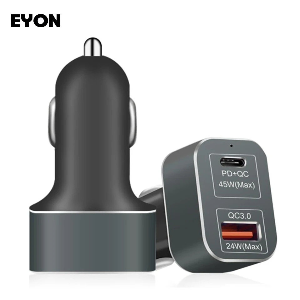 EYON USB C Charger 69W PD + QC3.0 Fast Car Charger For iPhone X 8 Plus Macbook SAMSUNG S8 Note 8 For HUAWEI P9 Plus Honor 9 V8