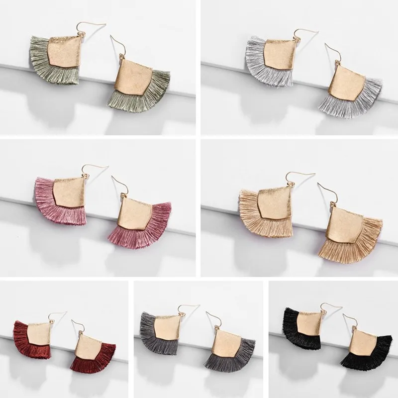 

Sloong New Ethnic Fashion Bohemian Fringed Silk Thread Tassel Earring for Women Femmel Dainty Jewelry Wholesale