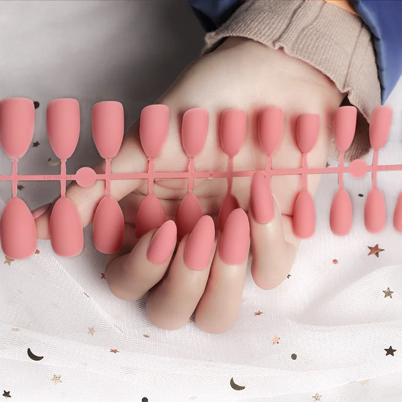 

fake Nails with glue Long size Pointed Solid color Diy Nail Art 32 Styles press on nails Tips Accessory 24 PCS