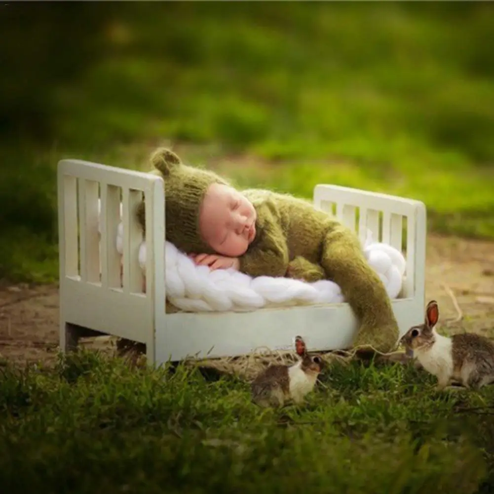 Реквизит для фотосъемки новорожденных детская Маленькая деревянная кровать реквизит для съемки фотостудия реквизит для детской кроватки