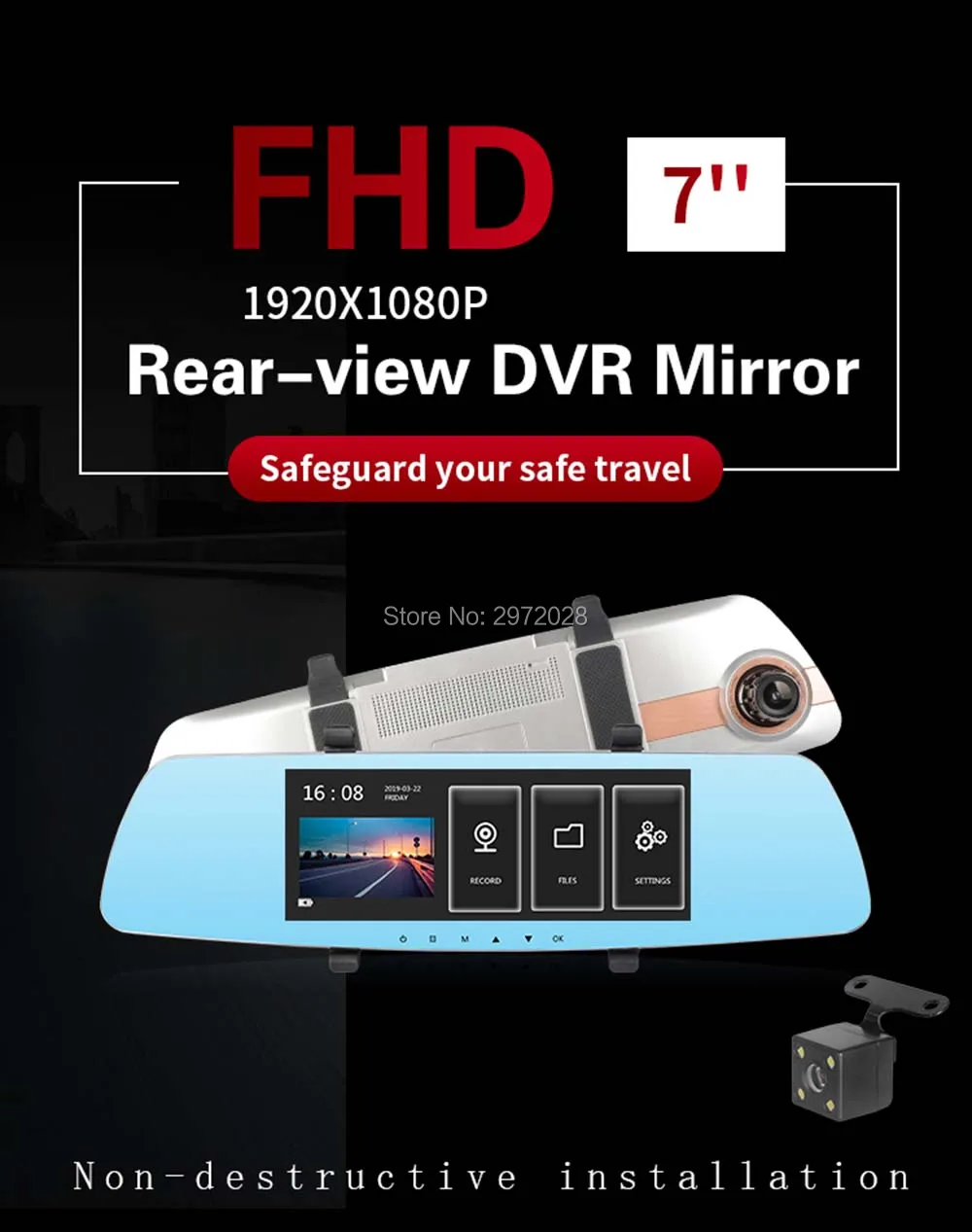 Автомобильный видеорегистратор FHD 1080 P " широкоугольный ips зеркало заднего вида камера видеорегистратор двухканальный g-сенсор Обнаружение движения камера