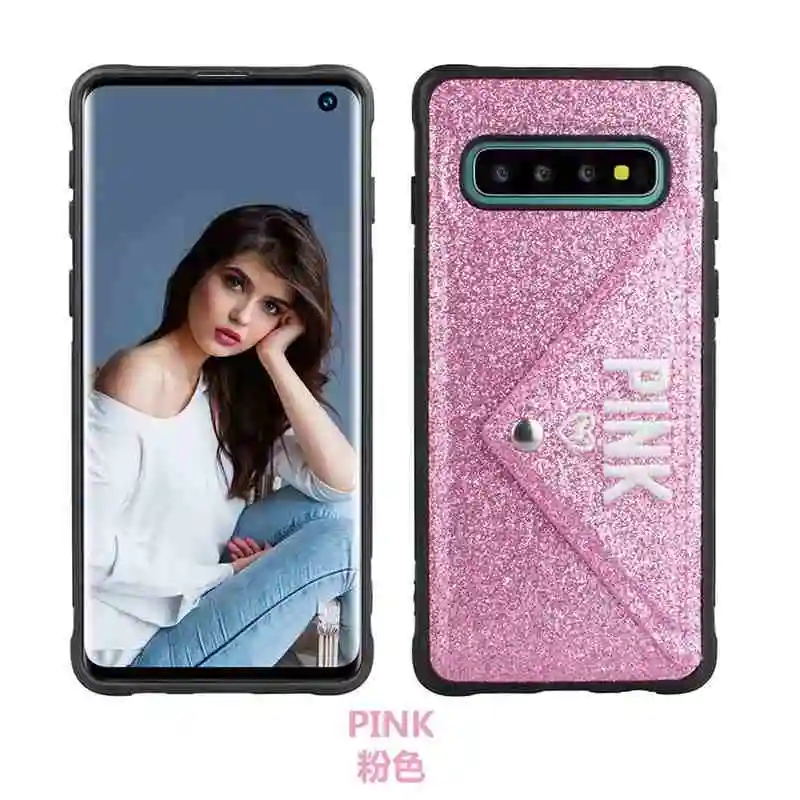 Роскошный 3D кожаный чехол конверт для Samsung Note9 телефона S8 S9 S10 блестящий розовый