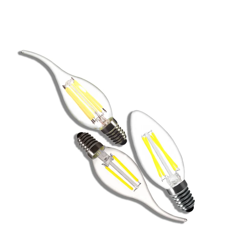 

E14 2w 4w 6w Dimmable LED Candle Bulb Bullet/Bent Tip B10 Edison Retro LED Filament lamp light 220V