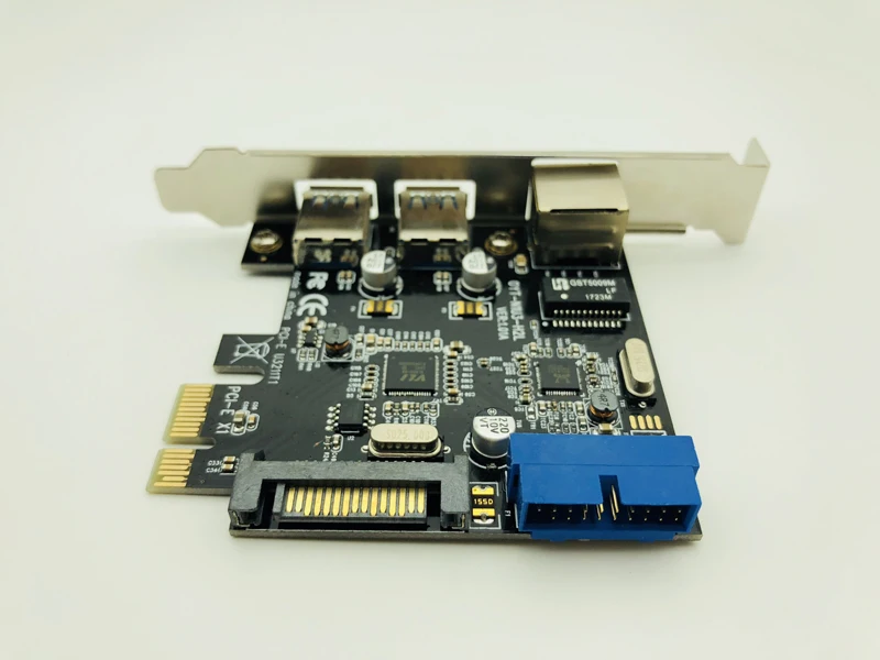 2 портами плата PCI Express USB 3,0+ RJ45 Gigabit Ethernet сетевой спереди Панель с Управление карта адаптера SATA& 20 контактный разъем