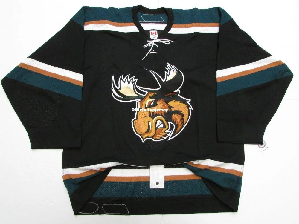 

Manitoba Moose Team Issued Premier Black Custom Double Stitched Jerseys