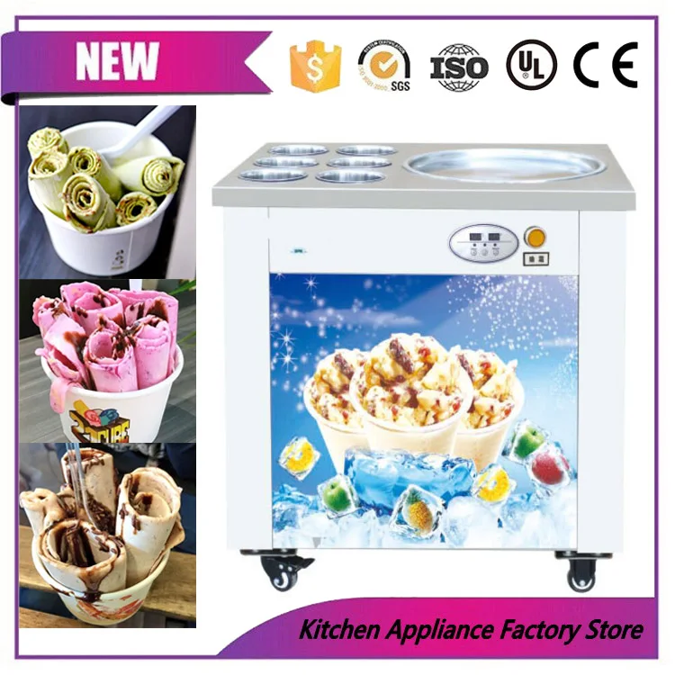 Free shipping by sea! 110V or 220V single Round pan fried ice cream