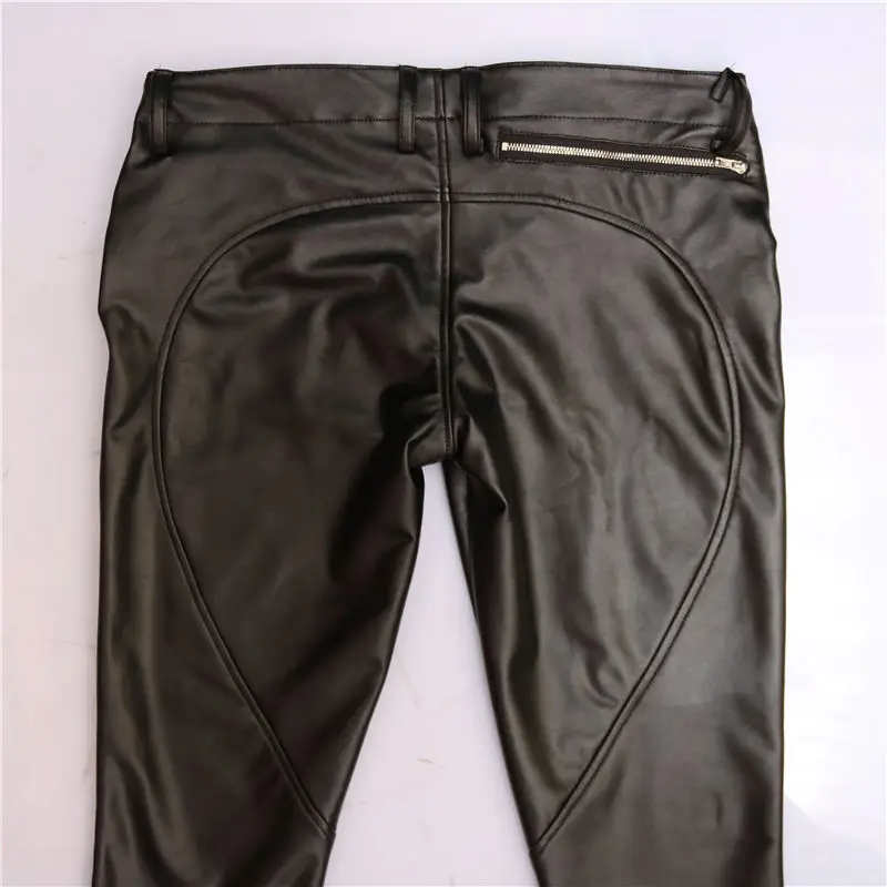 Сексуальные мужские брюки-карандаш размера плюс с открытой промежностью, искусственная кожа, панковские штаны, Эластичные Обтягивающие Брюки, эротическое белье, Клубная одежда для геев F13