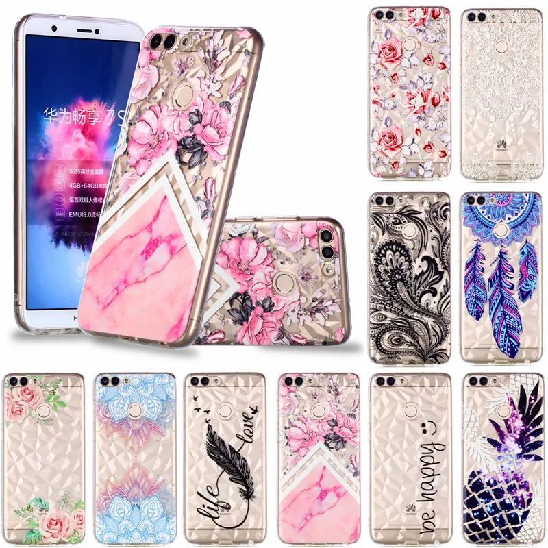 

Diamond Pattern Silicon Case sfor Coque Huawei P smart Case Cover for Huawei Psmart Covers Bumper Huawei Enjoy 7S Phone Cover