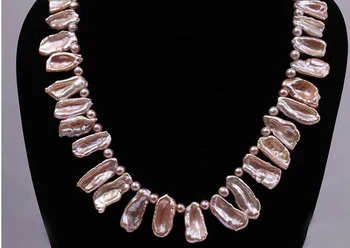

14-18inch 35-45cm Women Jewelry AAA natural pearl 8x25mm light purple toothed freshwater pearl necklace top quality gift