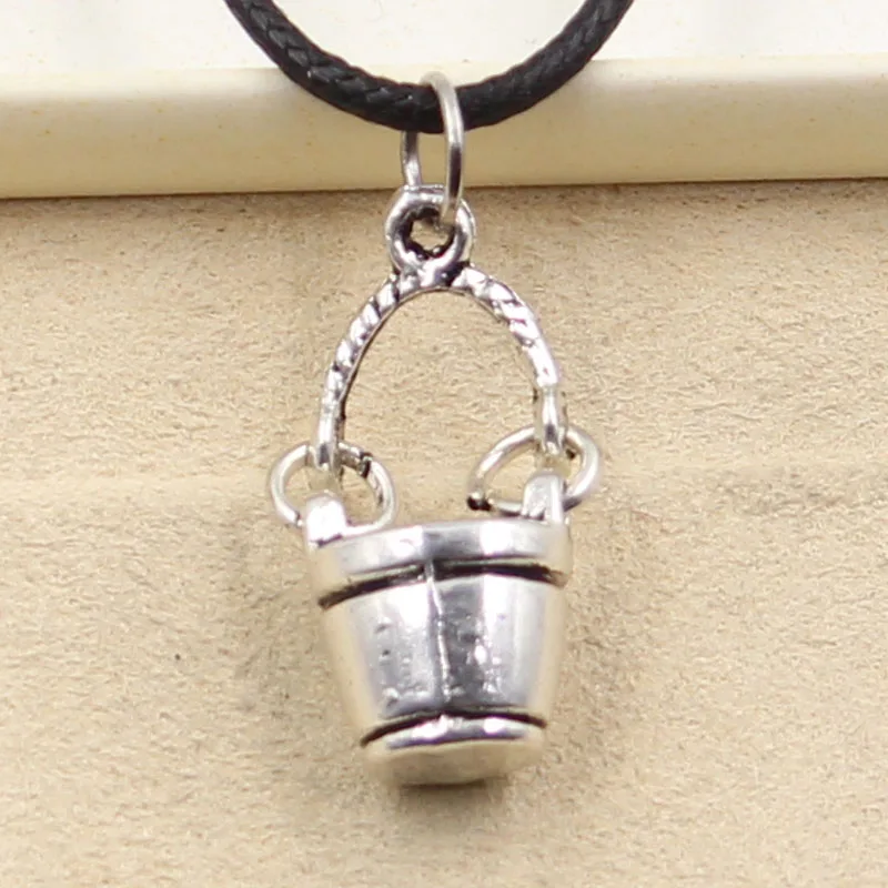 New Durable Black Faux Leather Movable Bucket Pail Pendant Cord Choker Charm DIY Retro Boho Necklace Jewelry | Украшения и