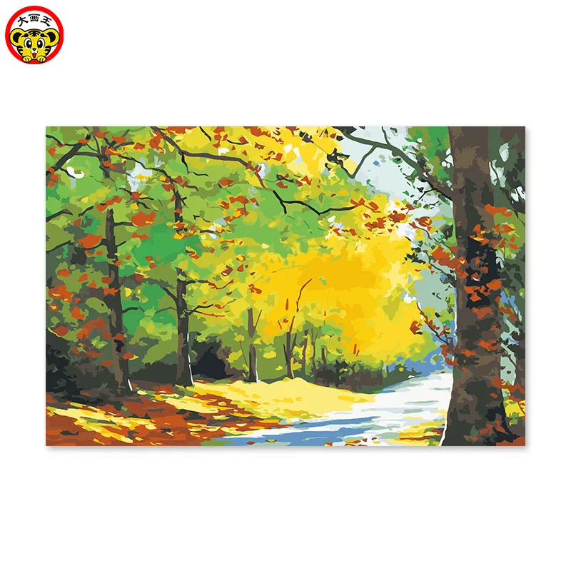 Осенние листья осенний пейзаж деревья цифровая живопись декоративная живопись окрашенная их окраска