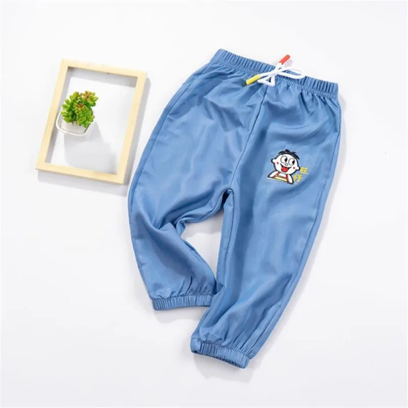 summer children pants boys cotton casual cartoon jeans children ice silk pants kids boys pants clothes new 3.4.5.6.7.8year - Цвет: picture color